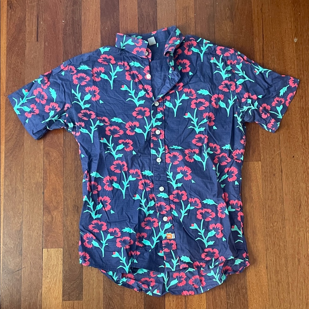 Navy Floral Men's Casual Shirt